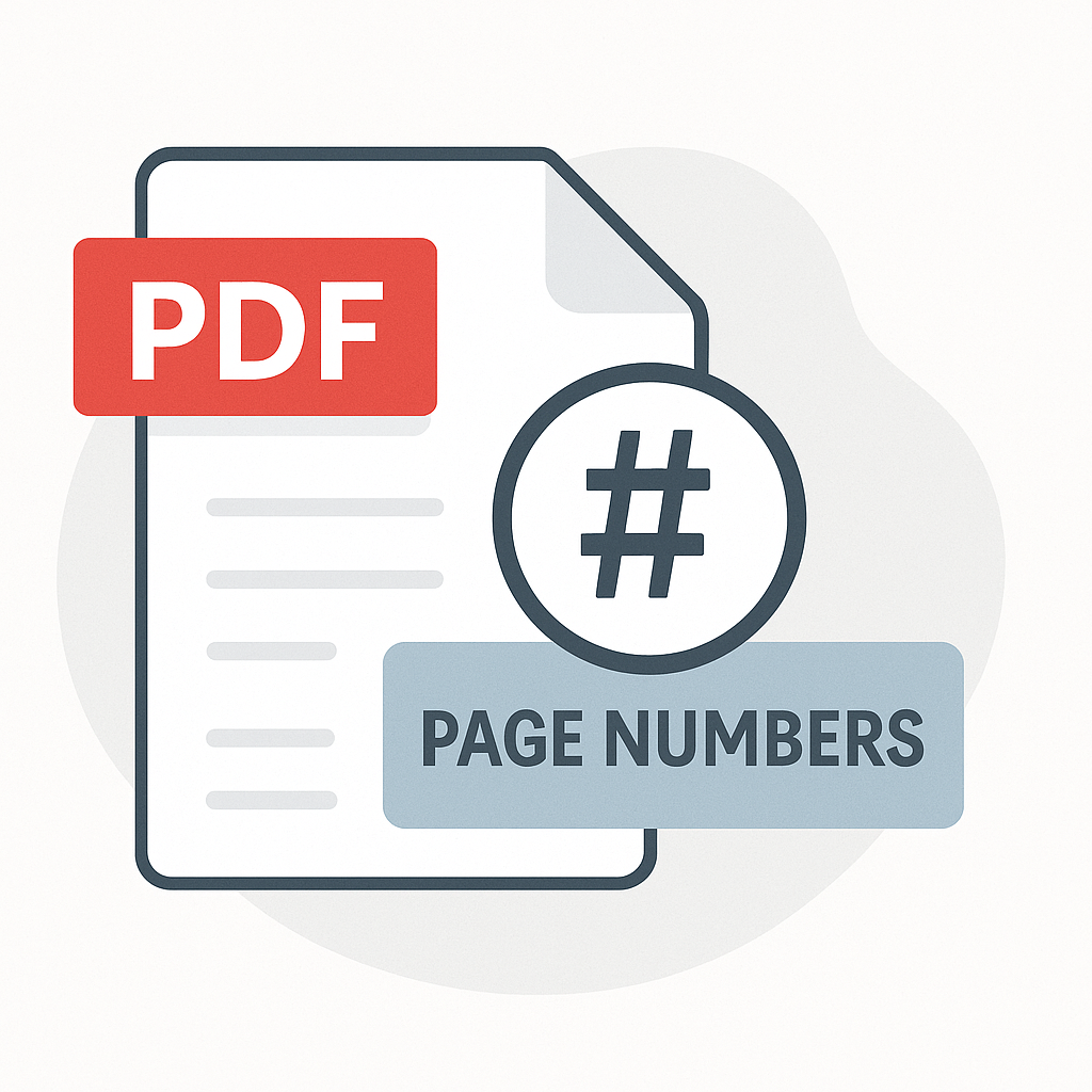 Illustration showing page numbers being added to a PDF