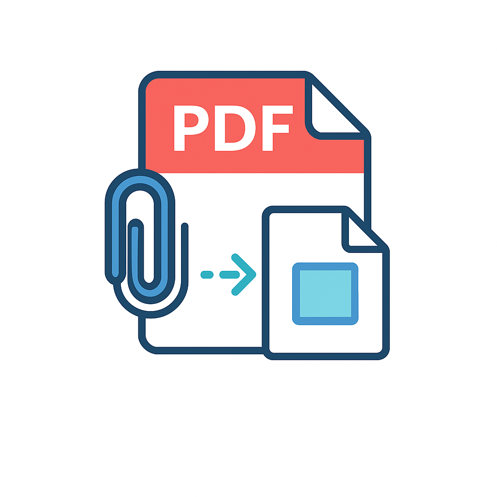 Illustration showing embedded files being extracted from a PDF