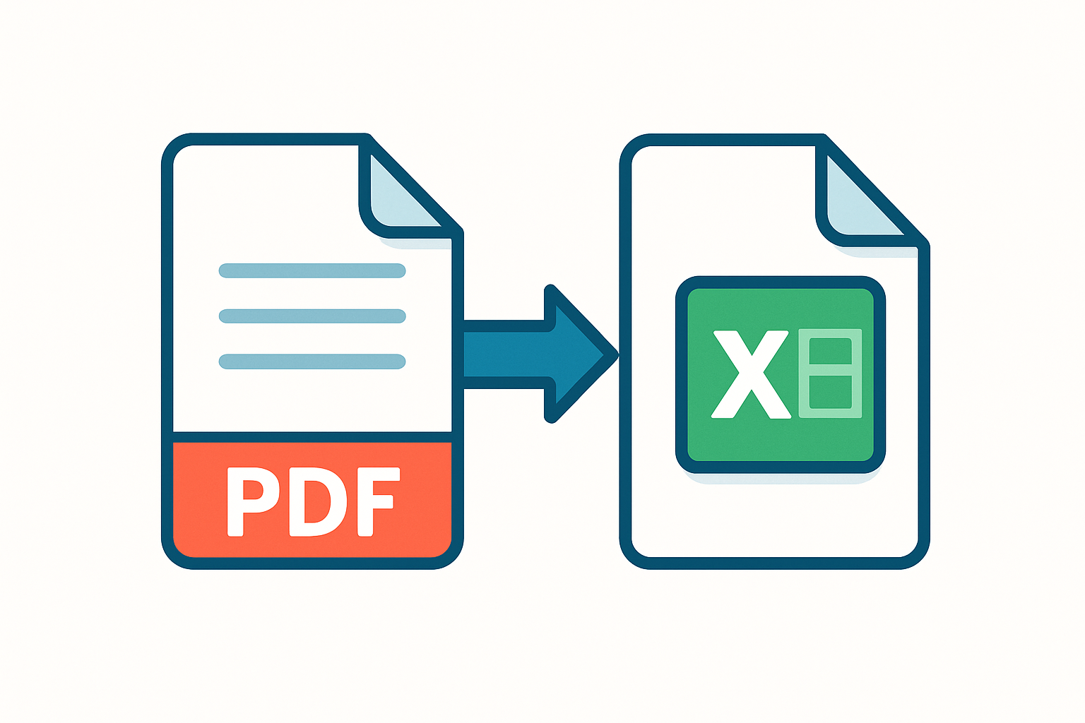 Illustration showing PDF to Excel conversion